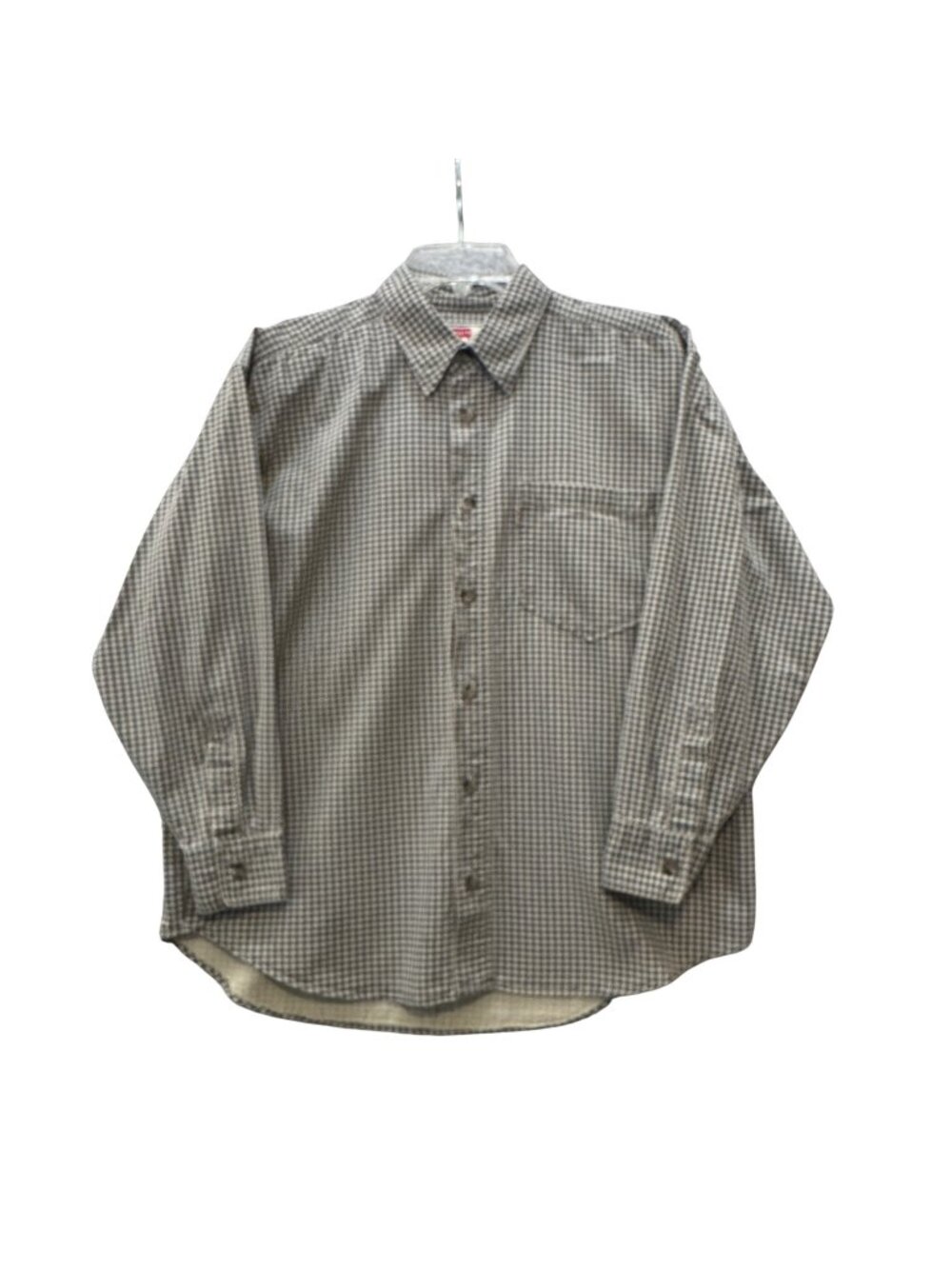 Vintage 90s Levi's Casual Houndstooth Women's L Shirt Blue White Relaxed Cotton